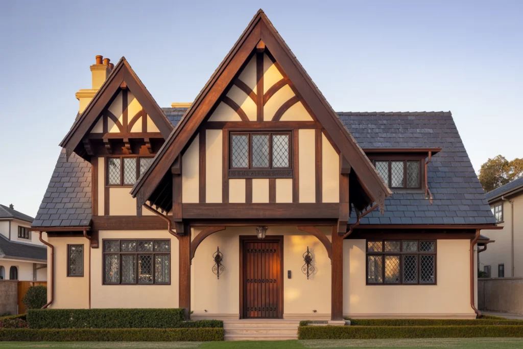 Gabled Roof Home with Tudor Exterior