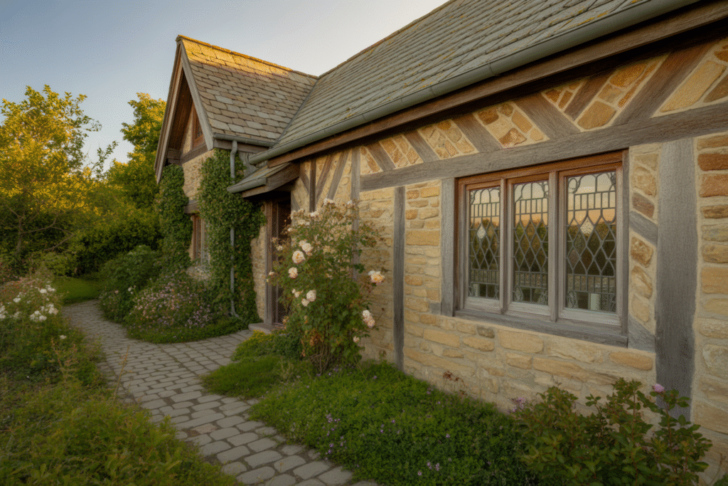 Stone Cottage Tudor with Leaded Glass Touch