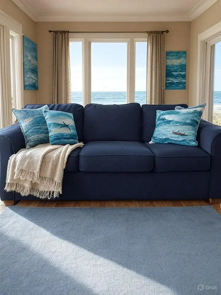 Dark Sofas with Light Coastal Décor
