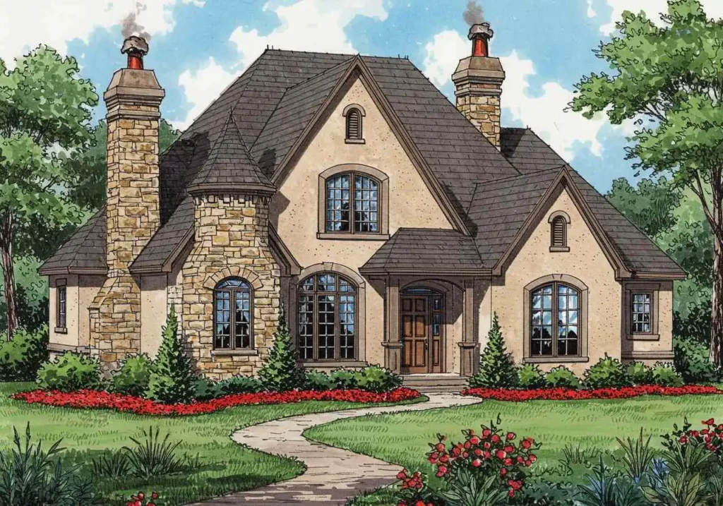 Storybook Cottage with Limestone and Stucco