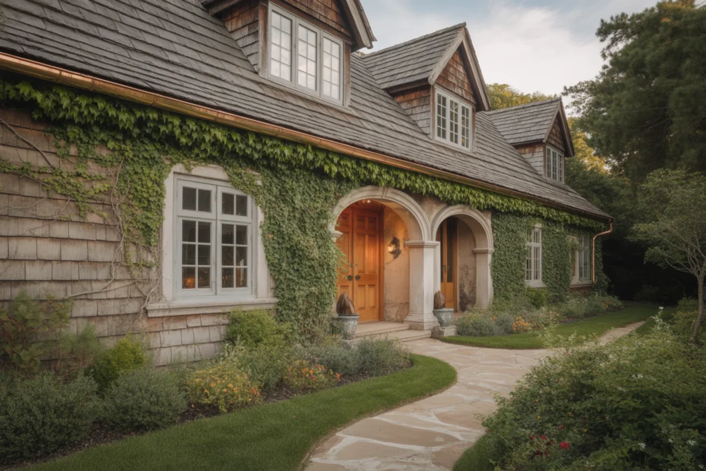 Tudor Cottage with Shake Shingles and Ivy Touches