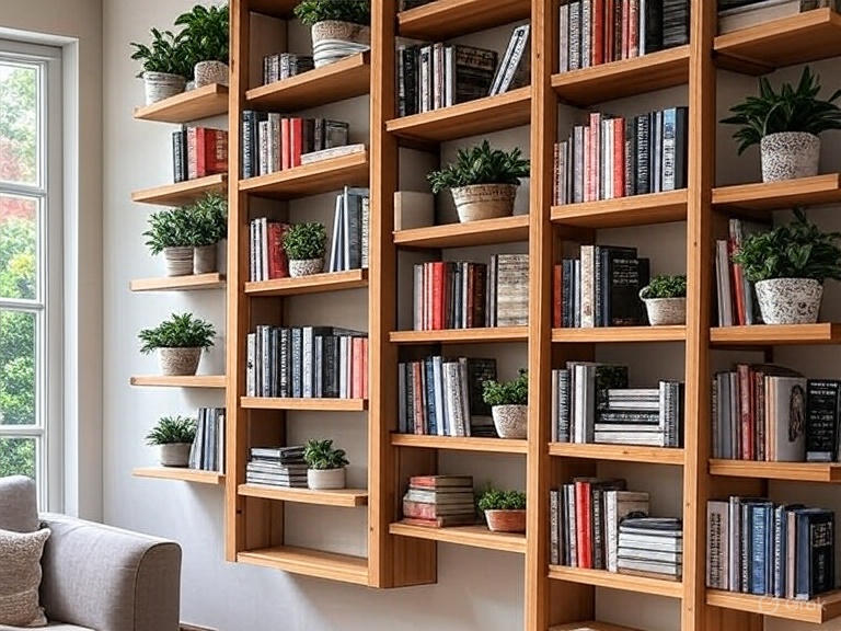 Ladder-Inspired Wall Shelves