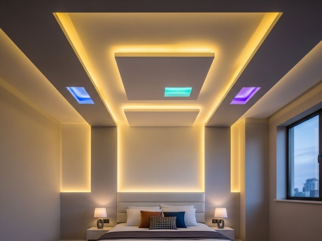 Bedroom LED Strip Ceiling Designs