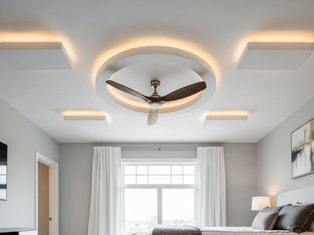 Bedroom POP Ceiling Design that Works with Ceiling Fans