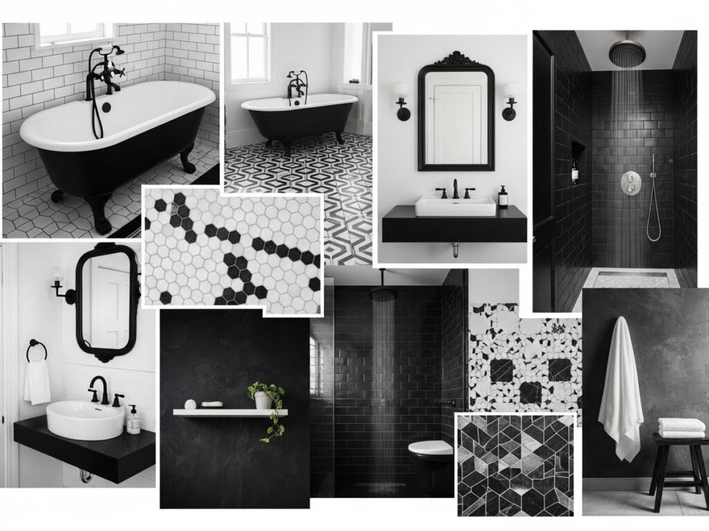 Build Black-and-White Bathroom Concept Boards