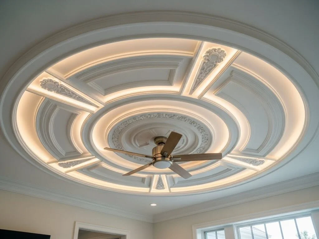 Circular POP Ceiling Design Perfect for Fan-Centric Rooms
