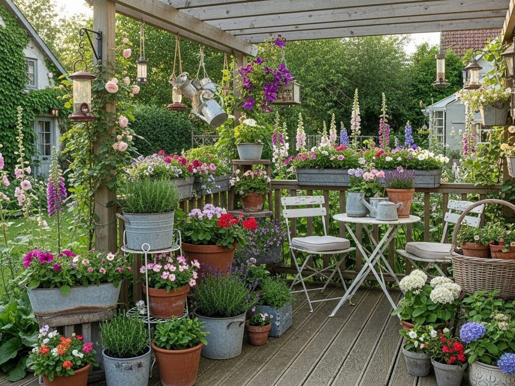 Cottage-Style Deck Garden for Charm