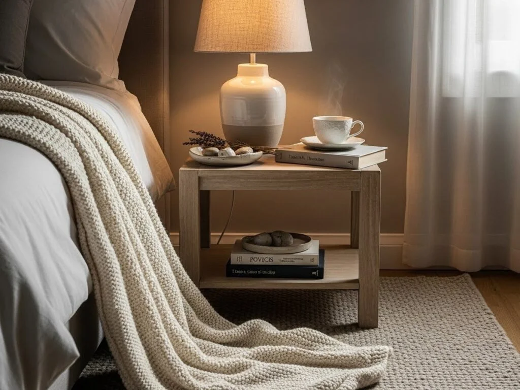 Cozy Bedside Table Styling for Warmth