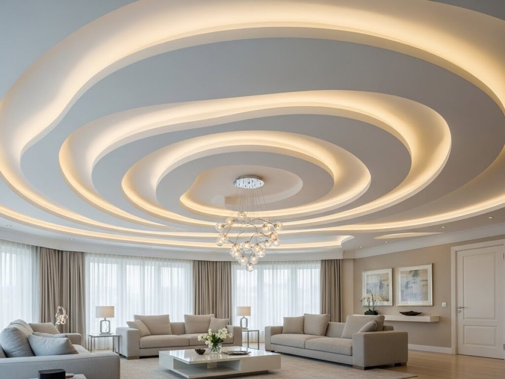 Curved POP Ceiling for Soft, Flowing Designs