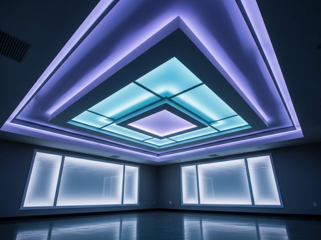 Futuristic LED Strip Ceiling Designs