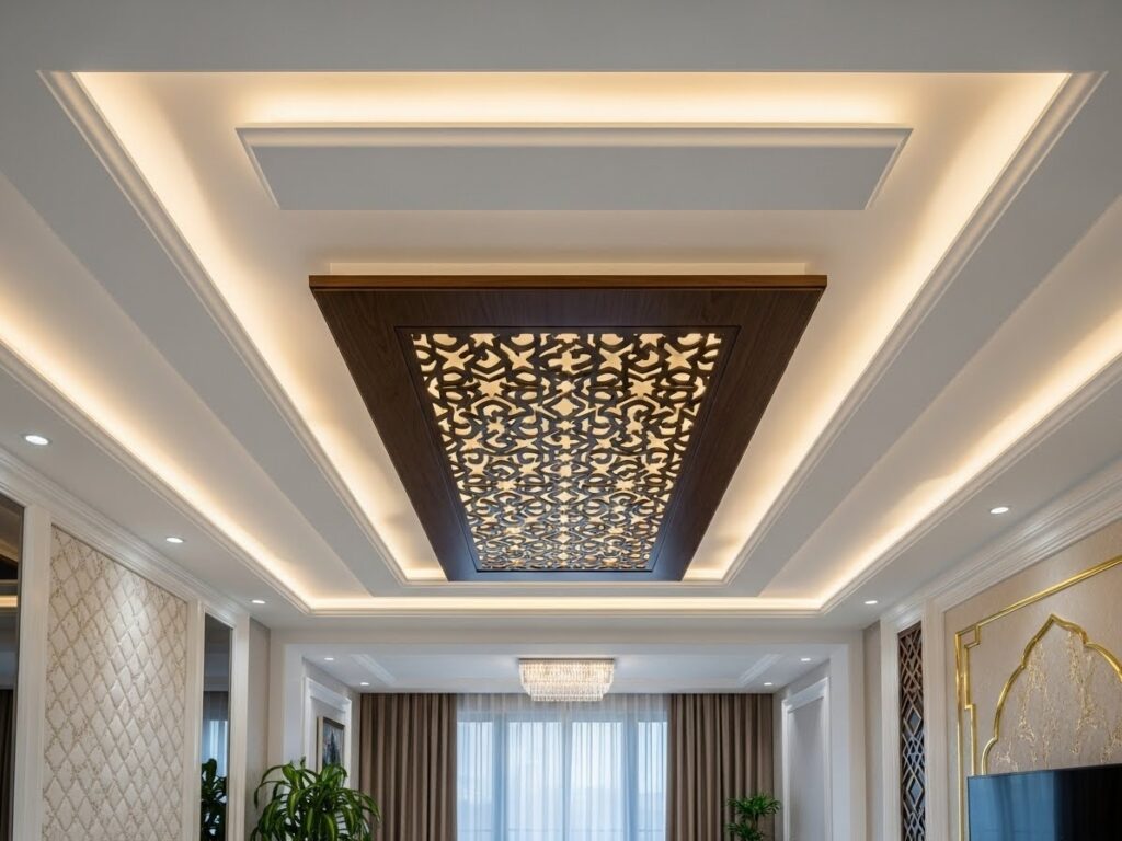 Luxury False Ceiling Designs Using Mixed Materials