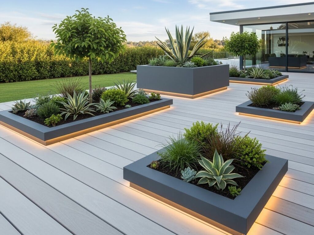 Modern Deck Garden with Clean Lines