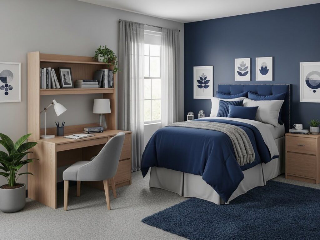 Navy Blue with Soft Gray Balance