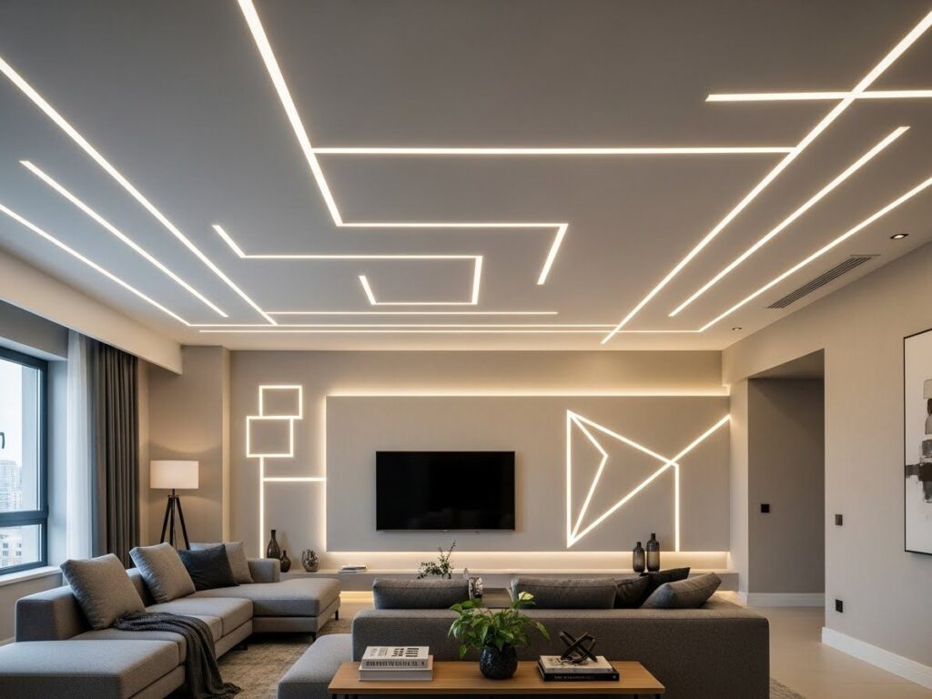 Recessed LED Strip Ceiling Designs
