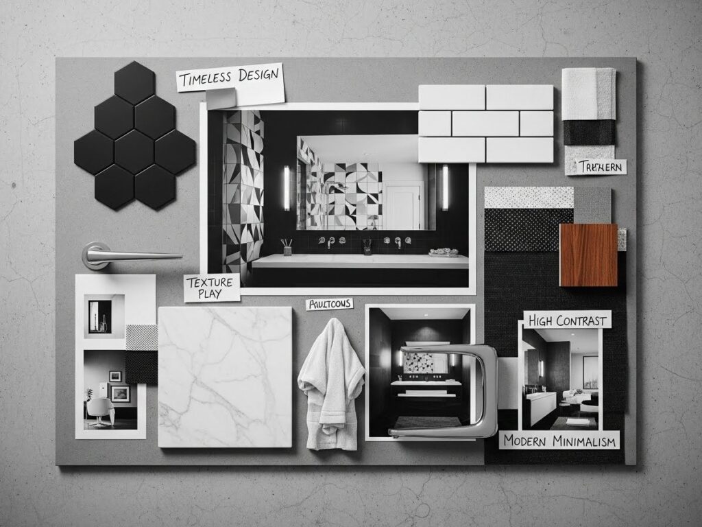Why Black-and-White Bathroom Concept Boards Are Essential