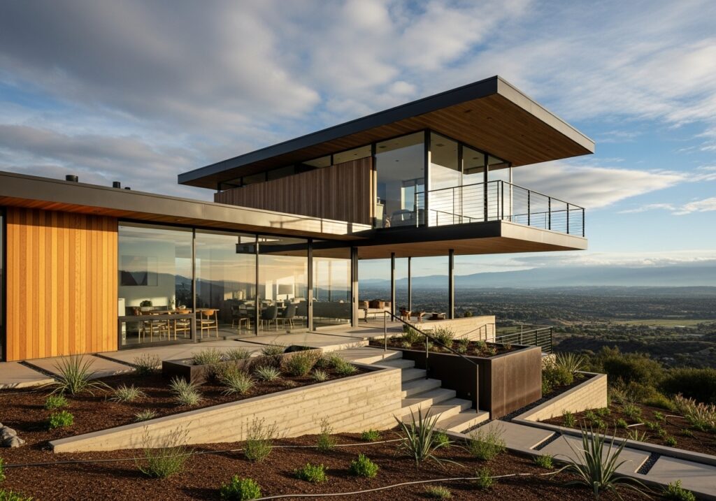 Modern house with clean geometric shapes