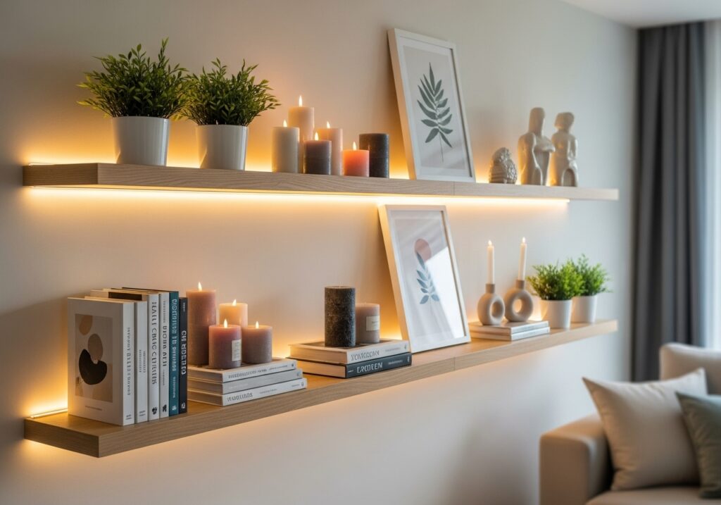 Floating Shelves with Decor
