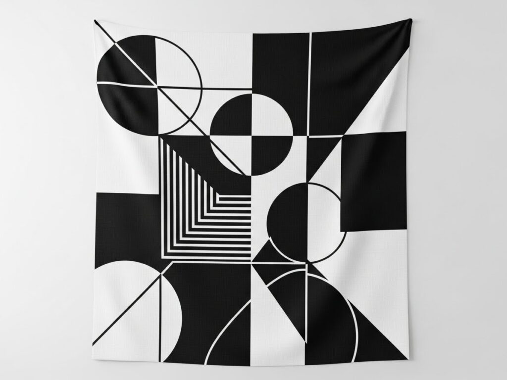 Minimalist Black & White Tapestry – Clean & Sharp