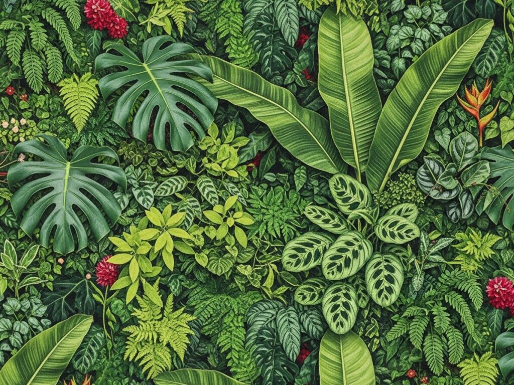 Tropical & Exotic Plant Tapestry – Fresh & Green