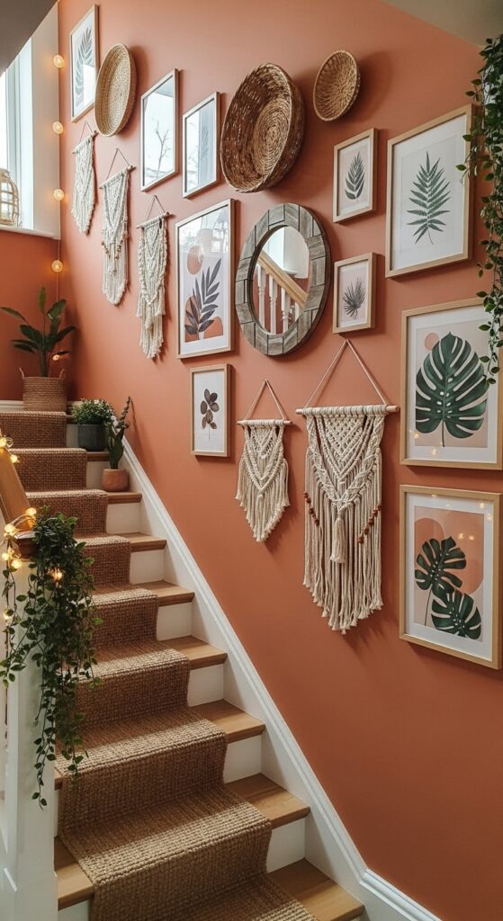 Boho Vibe Stairs Wall Decor Ideas