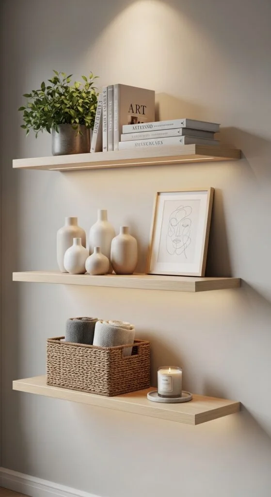 Floating Shelves with Decor