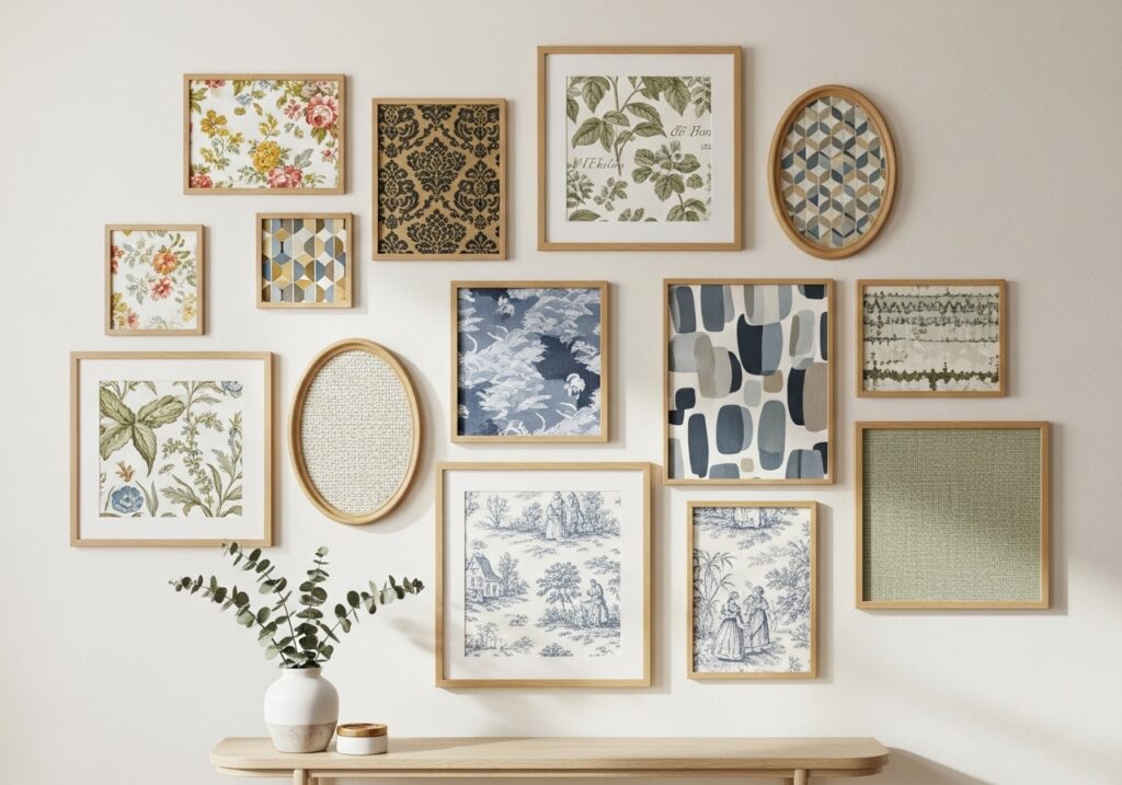 Framed Textile or Wallpaper Swatches