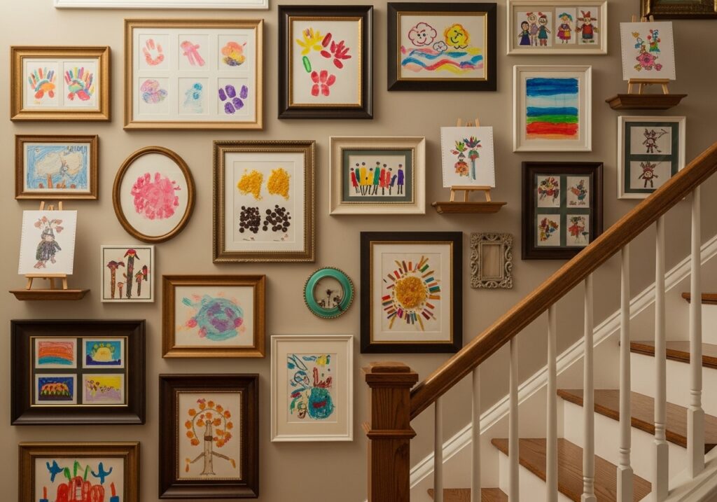 Children’s artwork with proper frames