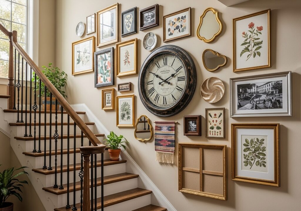 Statement clock with surrounding art