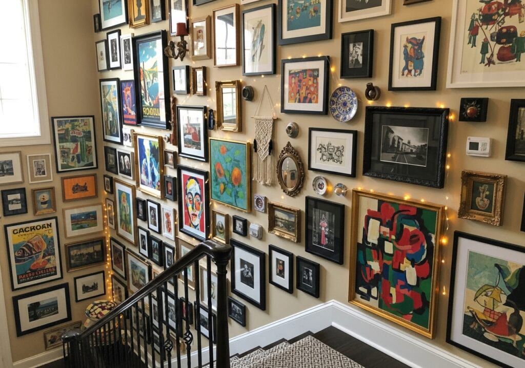 18 Eclectic Mix Stairs Wall Decor Ideas
