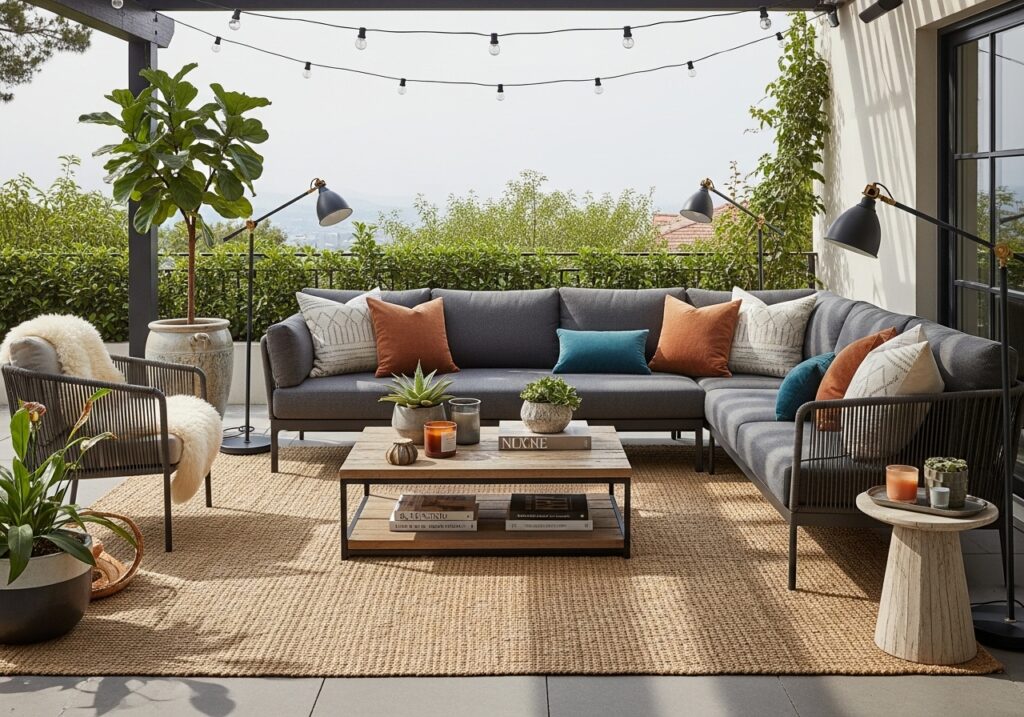 Patio styled like indoor living room