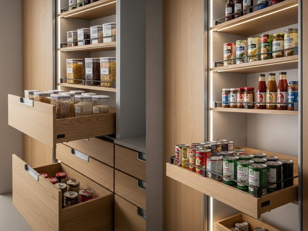 Pull-Out Drawers or Sliding Shelves