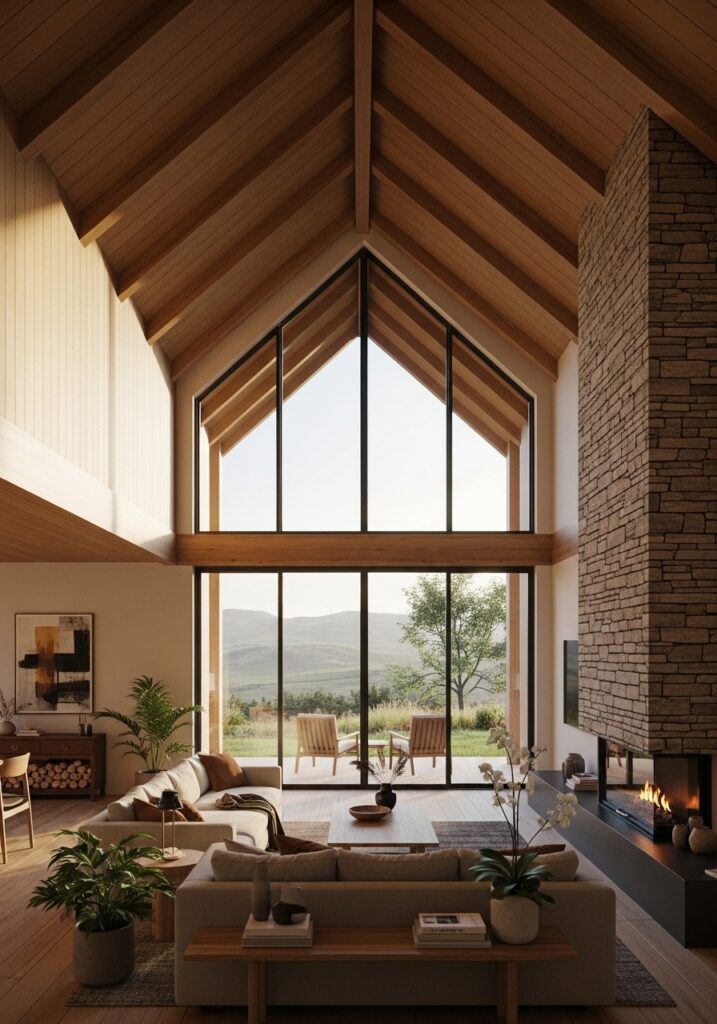 Double-height living gable houses focus height where it matters