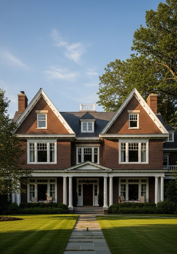 Twin-gable houses organise large homes clearly.