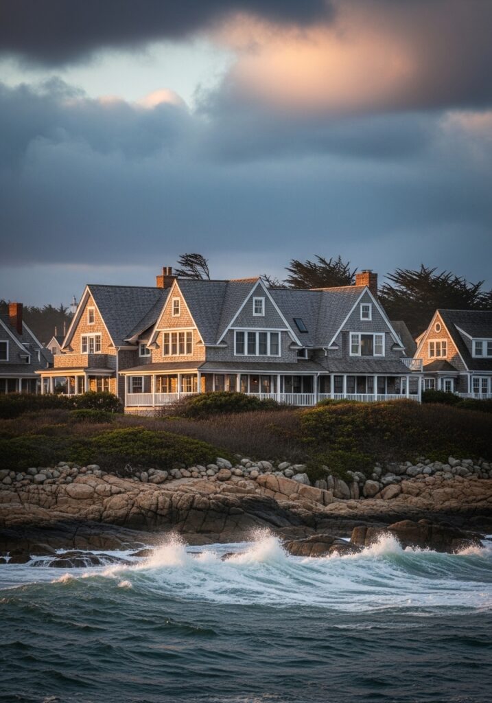 Coastal gable houses handle weather with confidence.