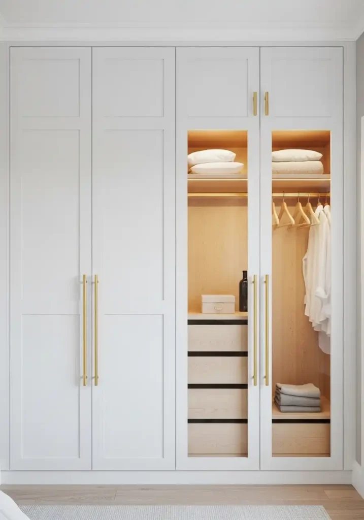 Built-In Wardrobe with Gold Hardware