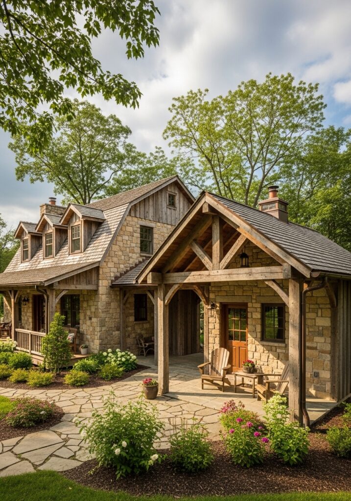 Rustic Country House With Breezeway