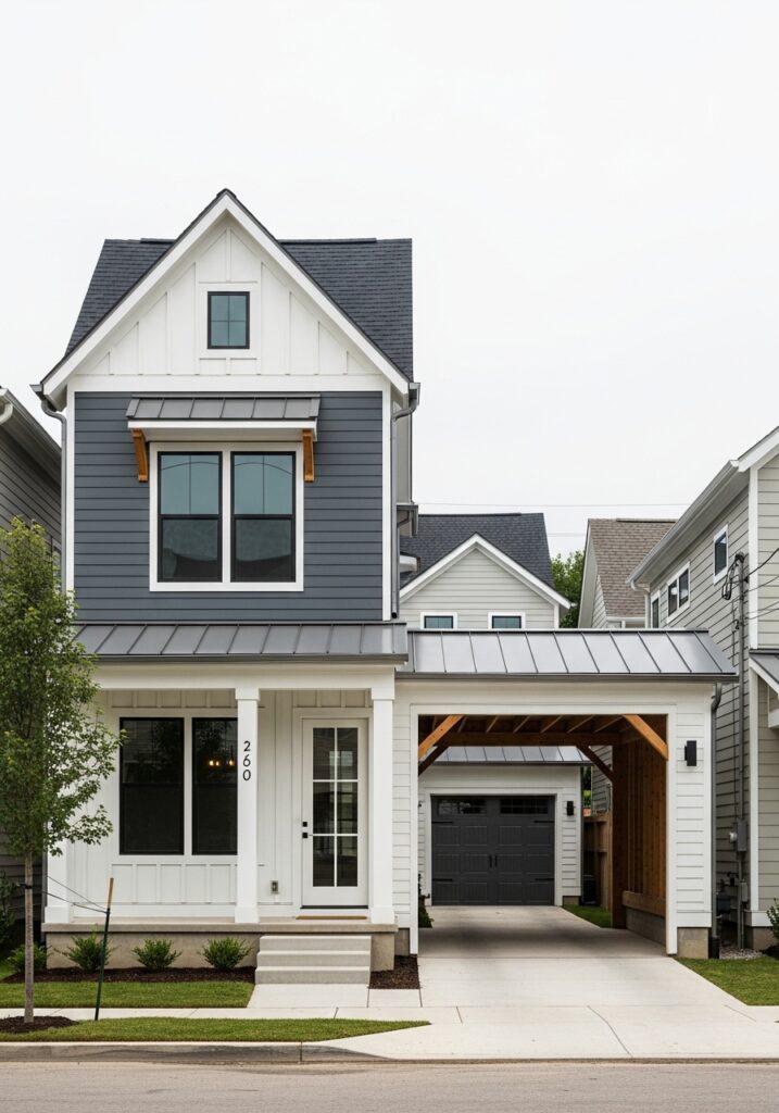 Narrow Lot House Plan With Breezeway Garage