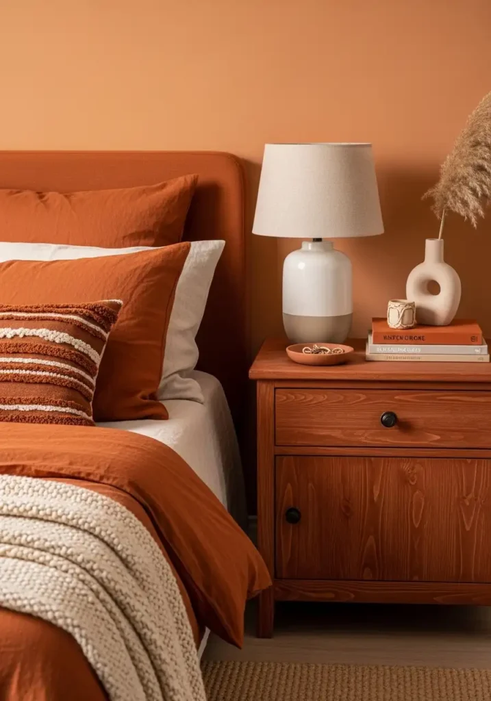 Burnt Orange Nightstand Decor