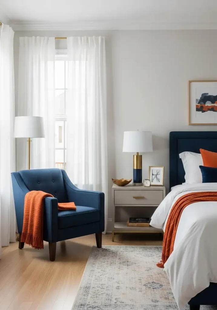 Burnt Orange and Navy Contrast