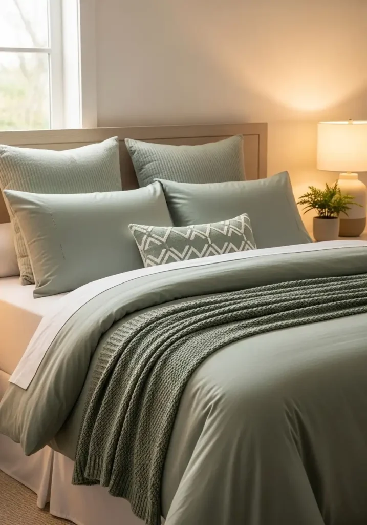 Sage Green Bedding Layers