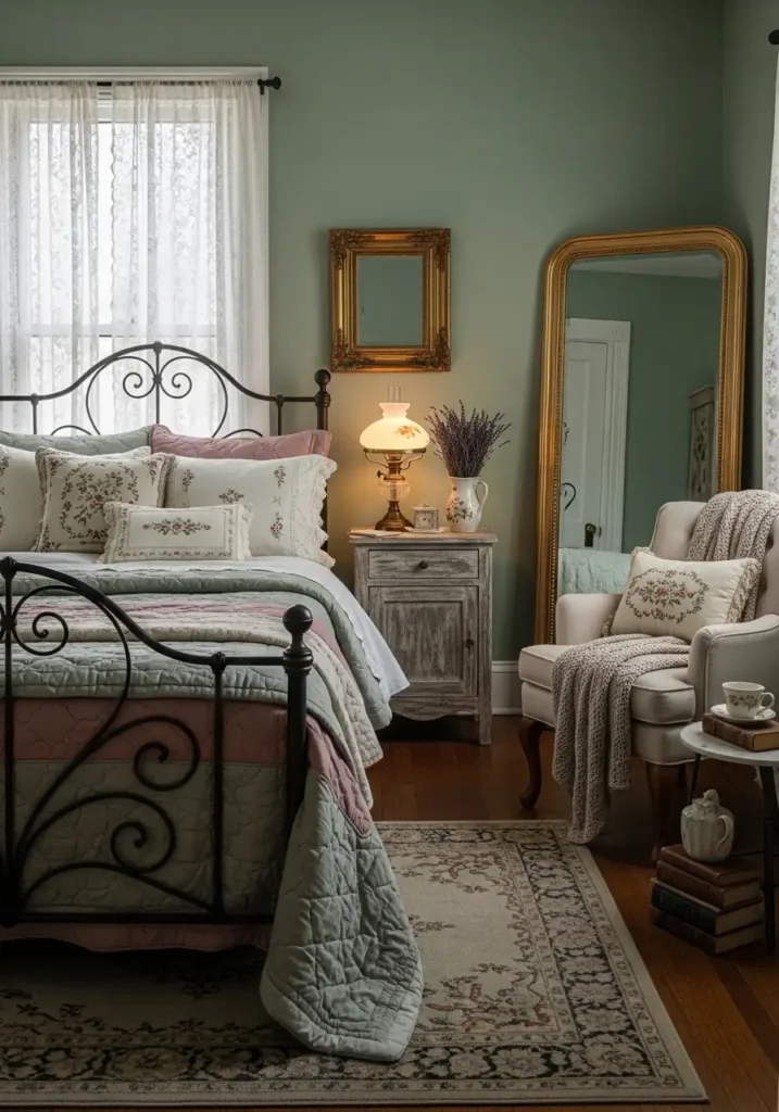 Vintage-Inspired Sage Green Room