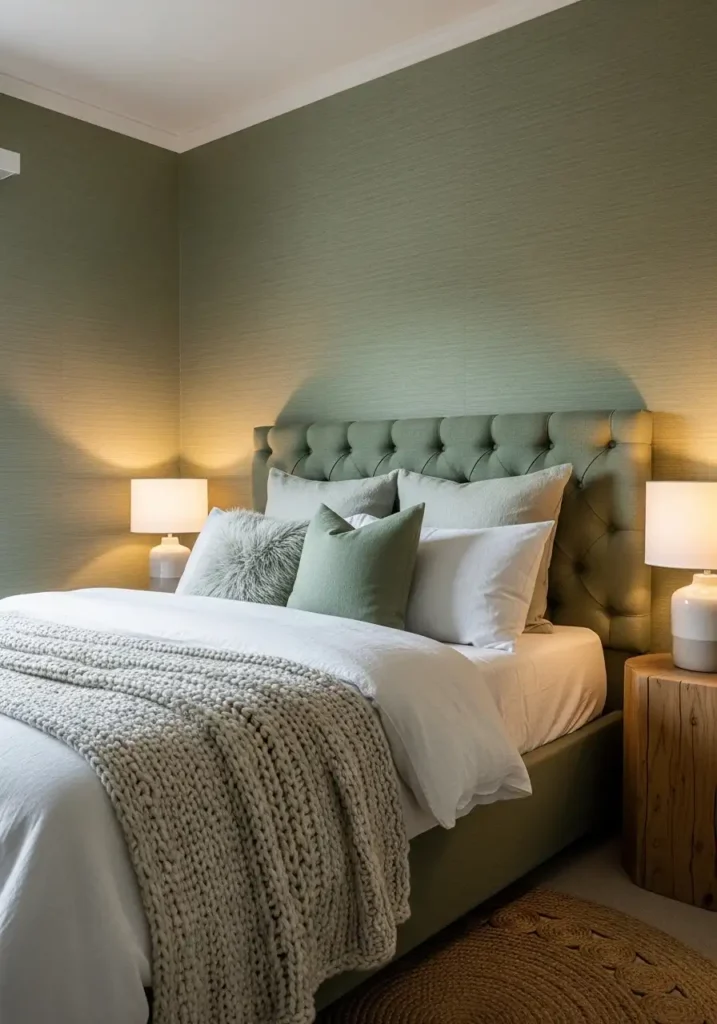 Cozy Sage Green Textured Walls