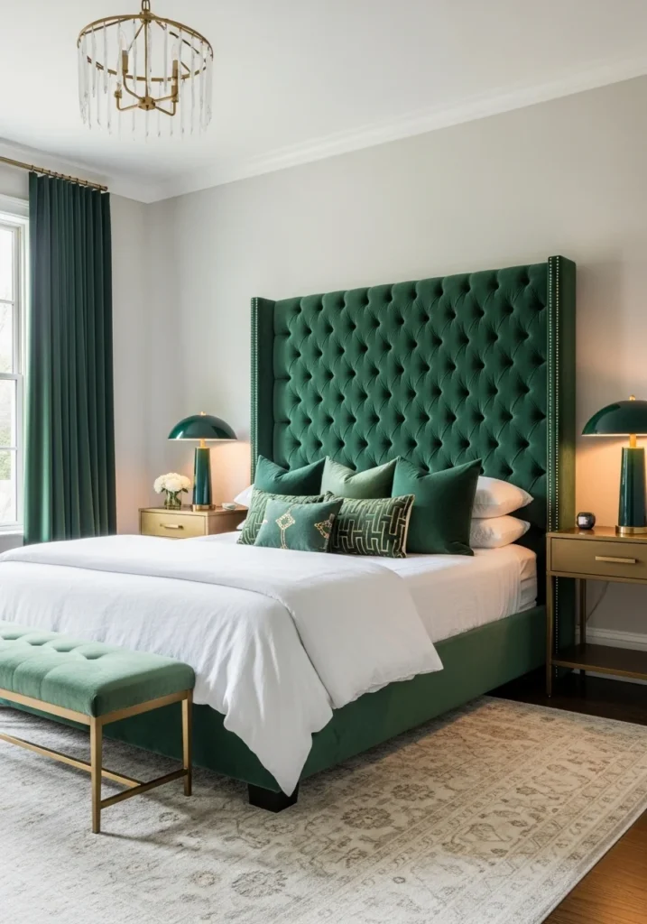 Velvet Emerald Green Headboard