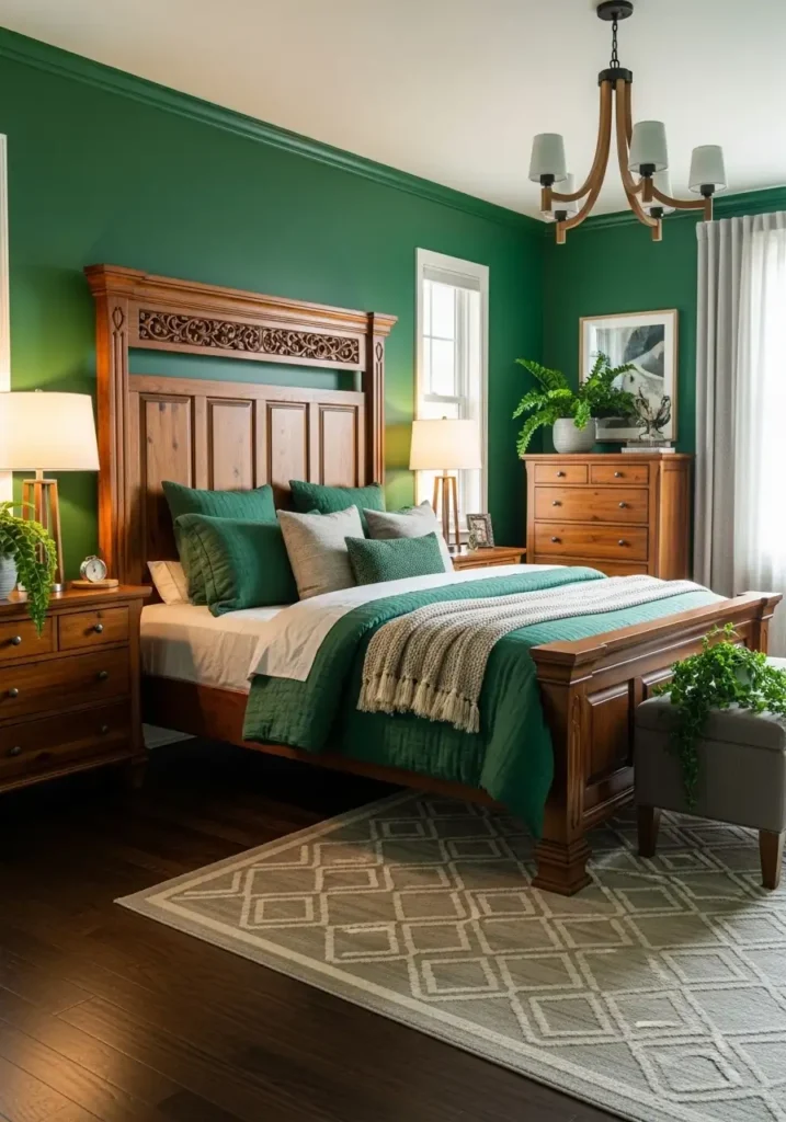 Emerald Green with Wood Tones