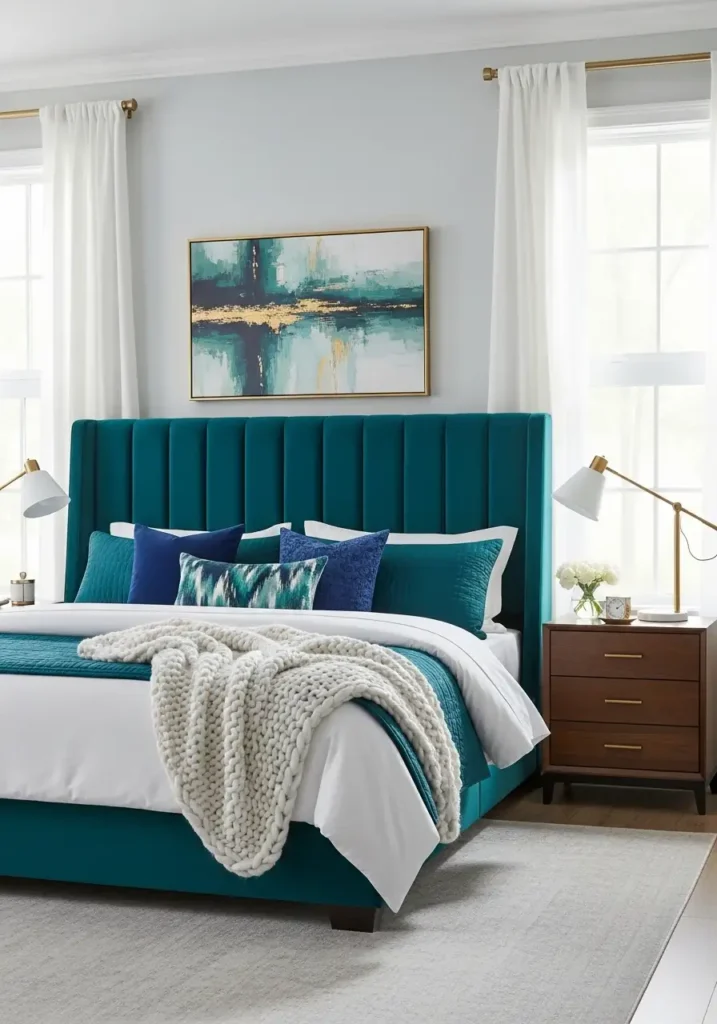 Teal Velvet Headboard