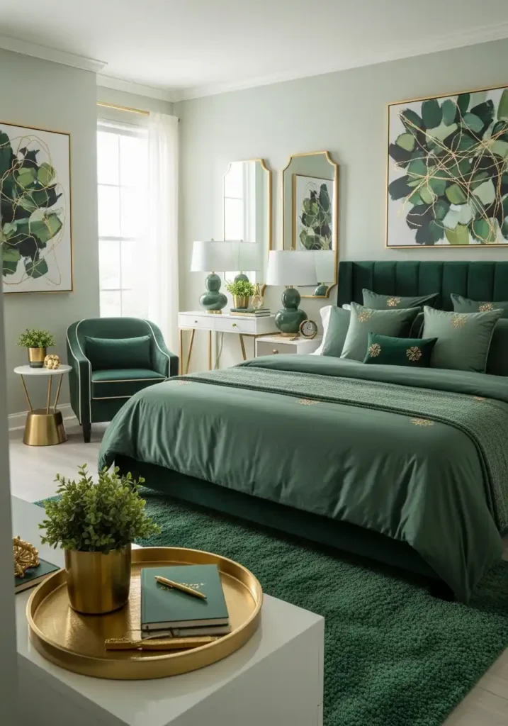 Incorporate Gold and Green Accents