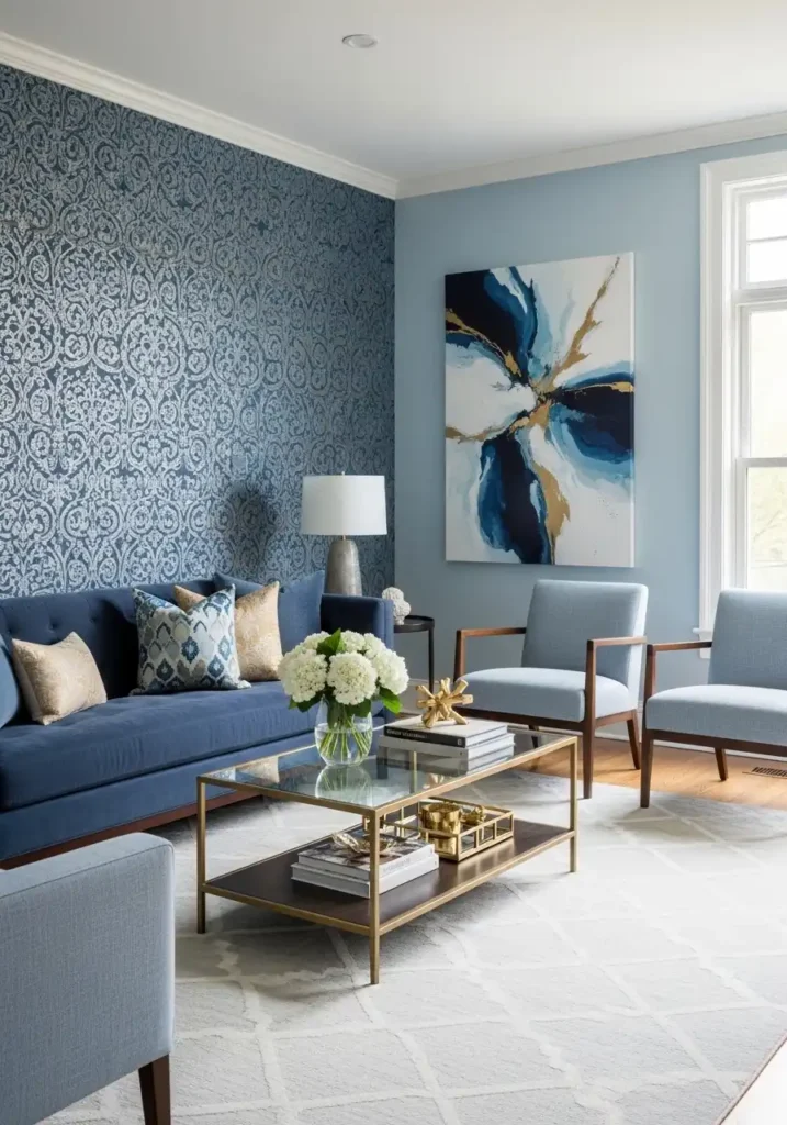 Blue Patterned Wallpaper