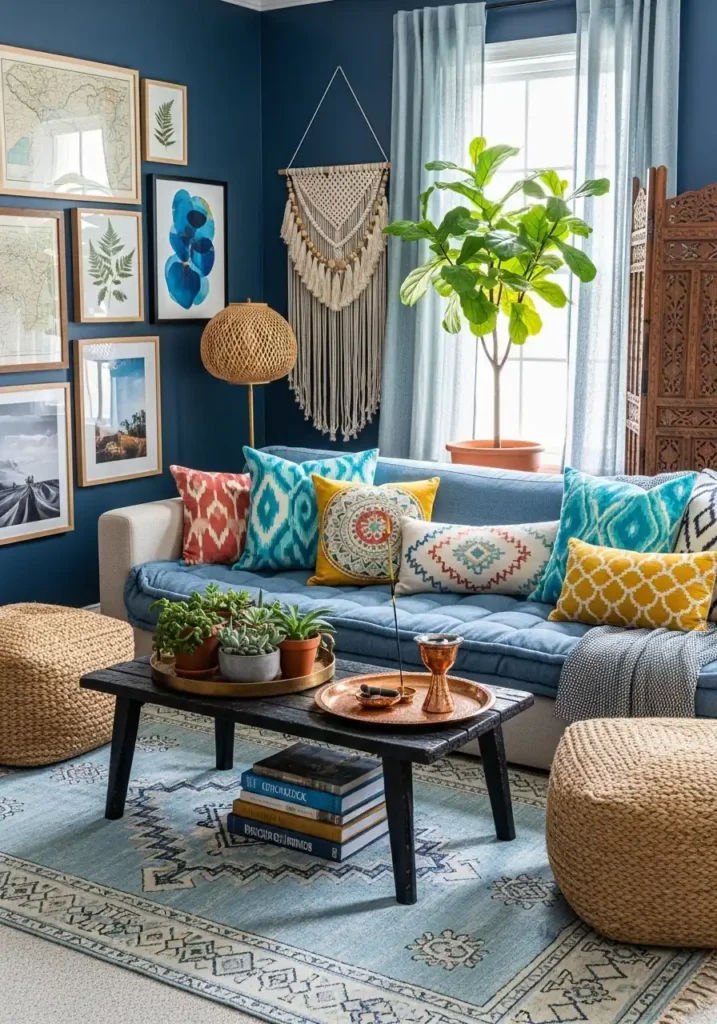 Blue Boho Living Room