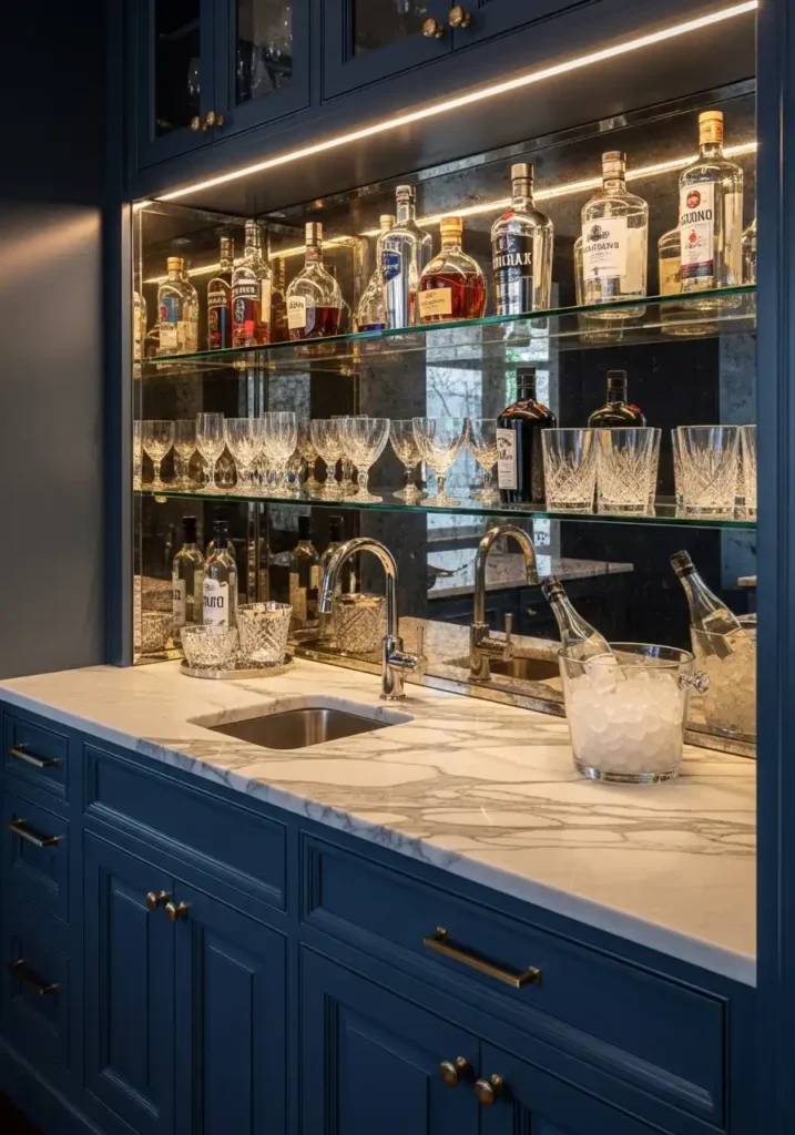 Mirrored Backsplash Glam