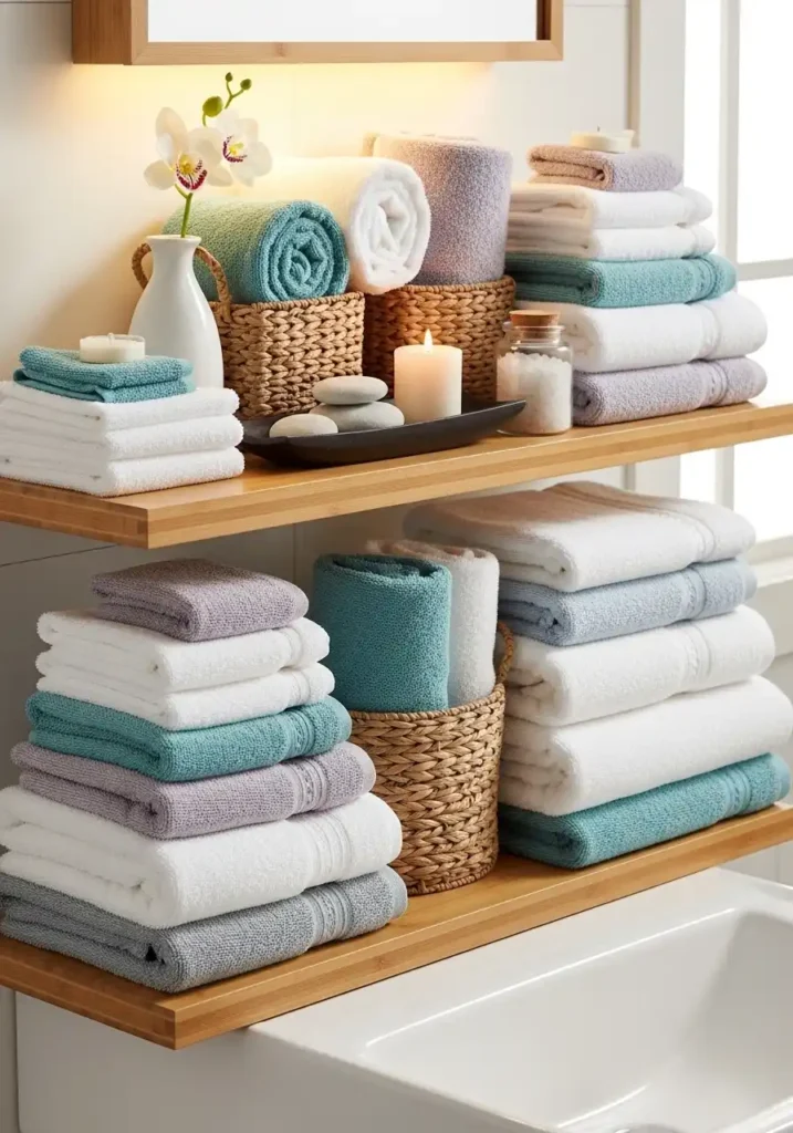 Layered Towels for a Spa Feel